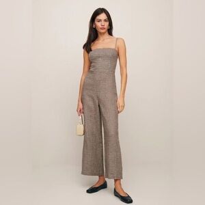 Reformation Gingham Strappy Wide-Leg Jumpsuit